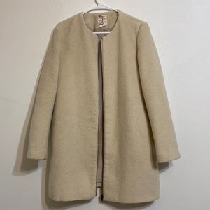 Tulle cream front zipper coat